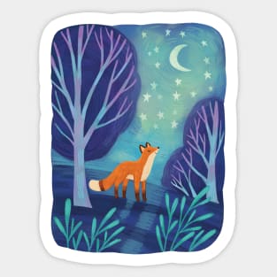 Fox At Night Sticker